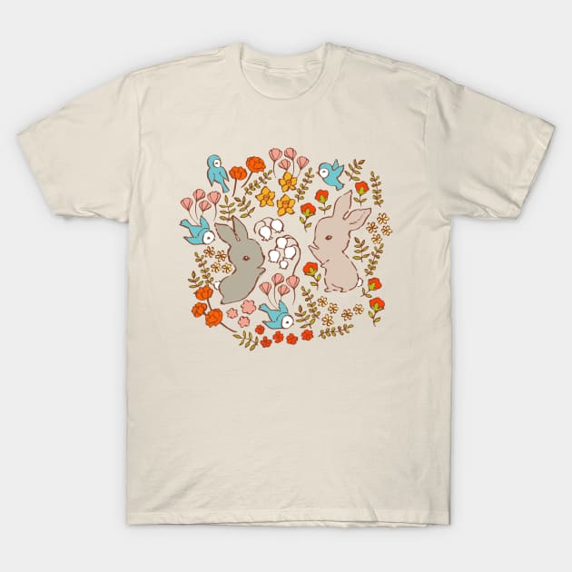 Vintage Bunnies in Spring T-Shirt by Cecilia Mok